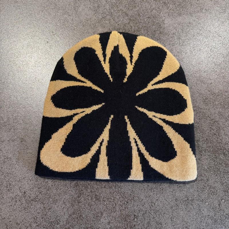 Winter Knit Beanie Men Women Floral Jacquard Warm Ear Protection Street Style Acrylic Hat