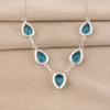 Schweizer Blautopas Edelstein Silber Halskette 925 Sterling Handgefertigter Schmuck Weihnachtsgeschenke RN-1-4