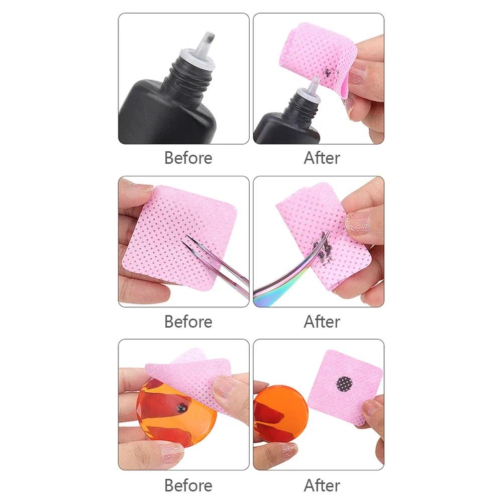 200Pcs Lint-Free Paper Cotton Wipes Eyelash Extension Glue Remover Pads Lashes Grafting Cleaning Glue Mouth Wipe Makeup Tool