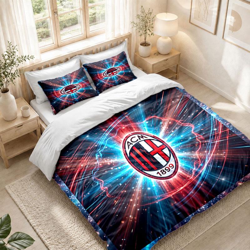 Bedding Set 1 Duvet Cover 2 Pillowcases AC Milan Print Bedroom Home Decoration