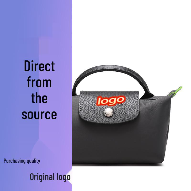 Dragon Inlaid Nylon Dumpling Shoulder Bag with Mobile Pocket