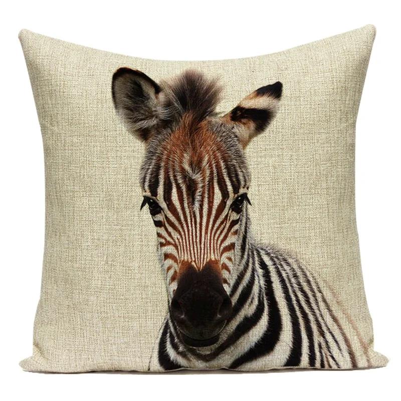 Cute Cartoon Giraffe Deer Lion Pillow Case Nordic Kids Room Decor Animal Cushion Cover For Sofa Car Bedroom Pillow Covers