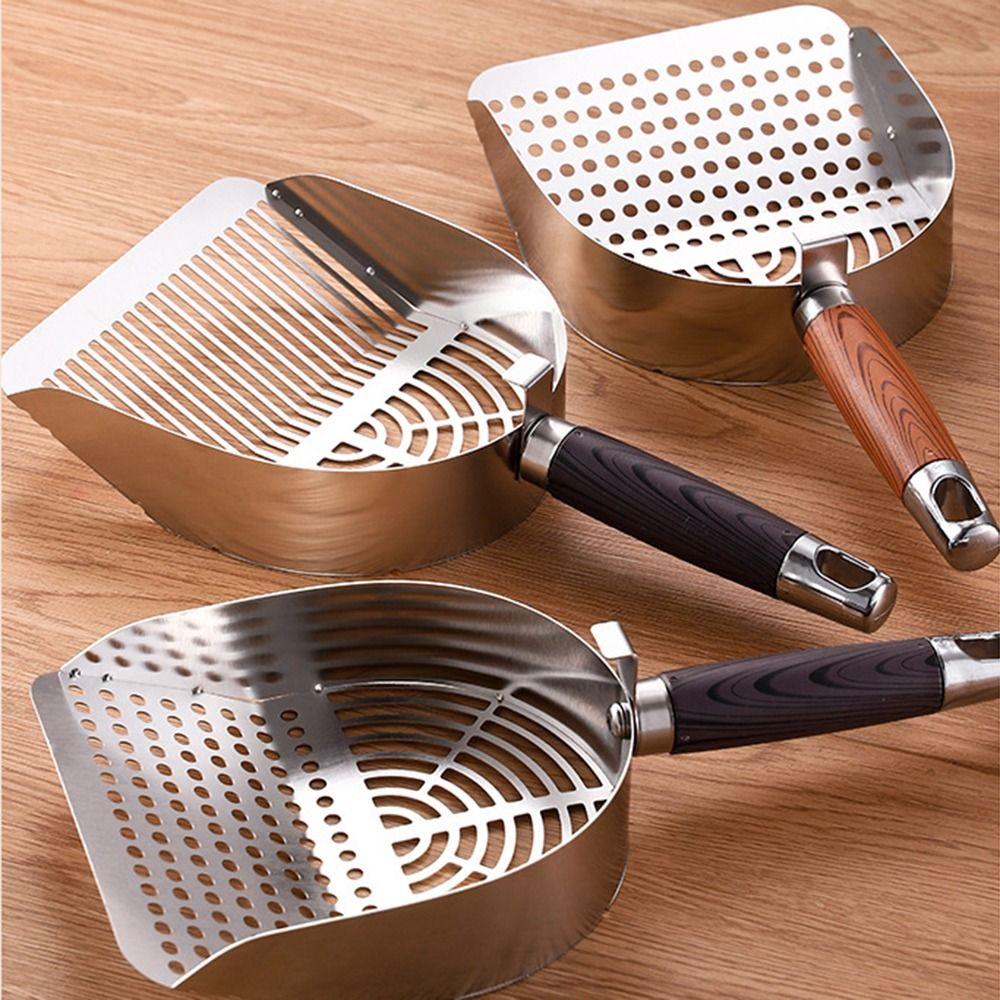 Stainless Steel Pet Waste Shovel Long Handle Cat Poop Sifting Tool Litter Box Scooper  Cat Supplies