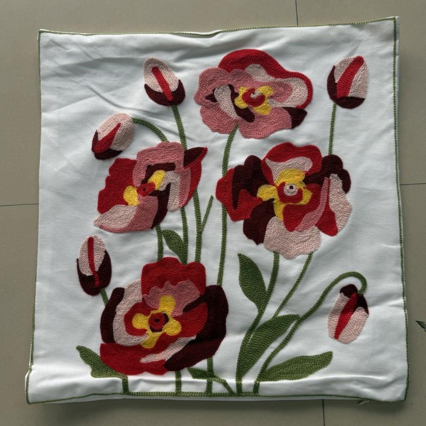 Luxuriöses pastoral gesticktes Gänseblümchen-Kissenbezug - Helles Wohnzimmer Sofa Kissen