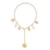 Elegant Starfish Shell Conch Y-shaped Necklace for Women Boho Irregular Imitation Pearl Pendant Chain Party Jewelry Gift