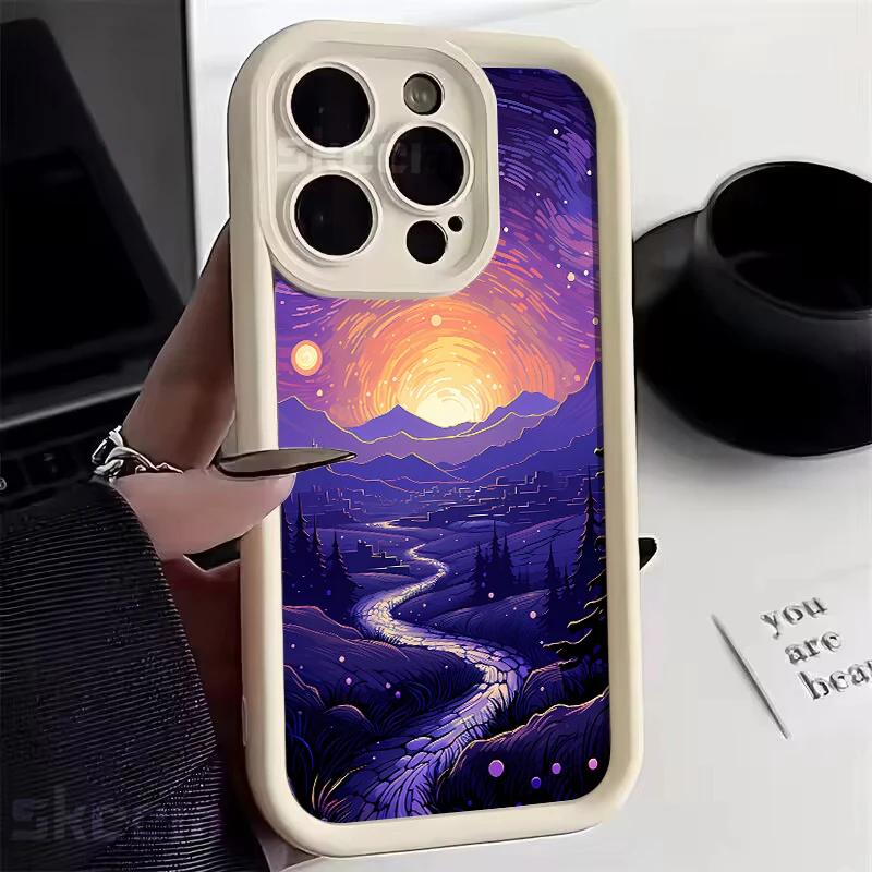 VanGogh Oil Painting Starry Sky Phone Case For iPhone 16 Pro Max 15 14 13 12 11 Pro Max XS X XR 7 8 Plus Shockproof Cover