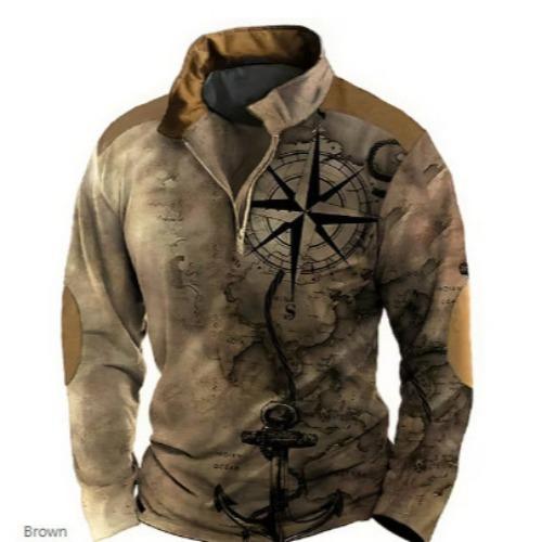 Fashion Men's Sweatshirt 3d Printed Half Zip Men's Polo Shirt