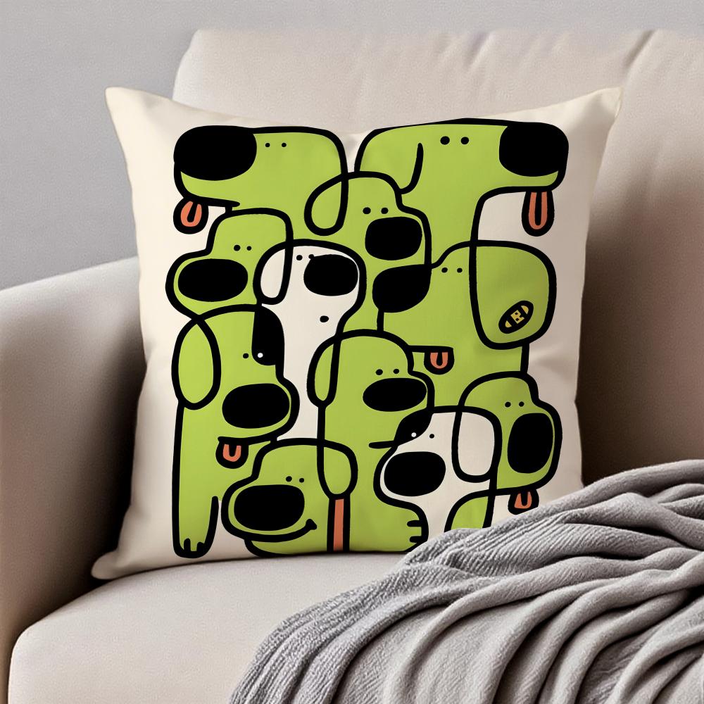 Quirky Modern Art Abstract Dog Cushion Cover Pillowcase Antidustmite Invisible Zipper Short Plush Sofa Cushion