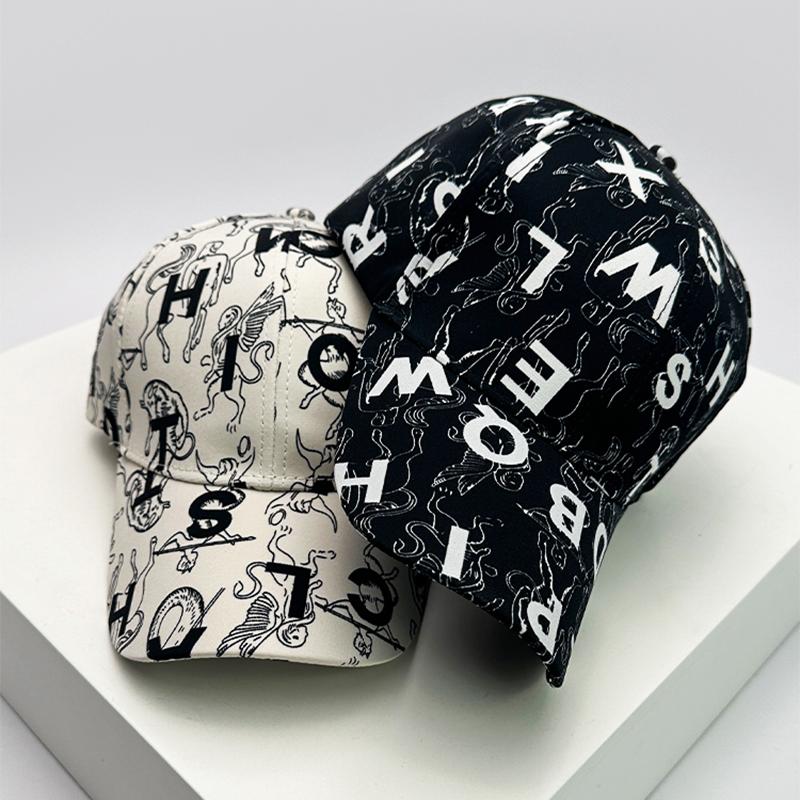 And Women Korean Style With Printed Pattern Graffiti Letter Print Snapback Hats All-Match Baseball Caps Fashion Street Style Air Permeable