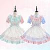 BFF Matching Outfit Anime Lolita Blue/Pink Maid Dress Cafe Style Sweet Lolita Kawaii Maid Cosplay Costume Girl Woman Apron Dress