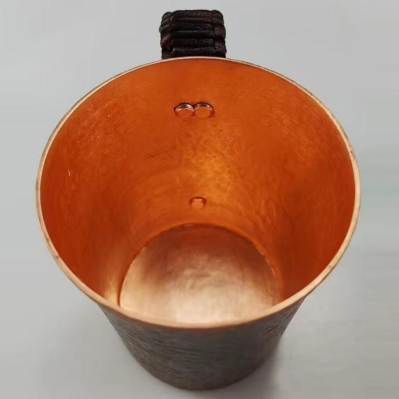 Vintage Reines Kupfer Kaffeebecher,Tasse Moscow Mule Becher Gravur Hammerstruktur Geflochtener Griff 450 ml Bierkrug,Teetasse Geschirr