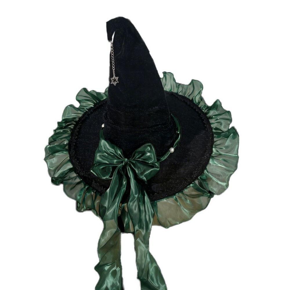 Lace Lolita Witch Hat Star Pendant Cosplay Accessories Party Props Masquerade Cap  Women's Costume