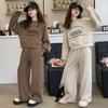 Autumn Winter Kids Girls Clothes Suit Child Letters Sweatshirt Crop Tops + Wide Leg Pant Tracksuit