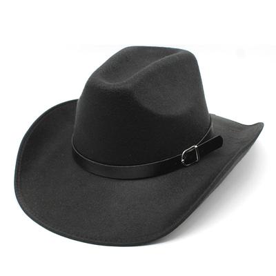 Sombrero de Copa de Lana Dobladillo Estilo Sombrero Vaquero Occidental Sombrero de Caballero Sombrero de Copa con Palabra Sombrero para Hombres y Mujeres