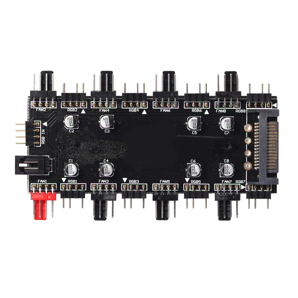 12V 4Pin/5V 3PIN 1 To 8 Multi Way Splitter SATA Power Supply ARGB/RGB PWM Fan Hub RGB Strip Splitter LED Light Strip Controller