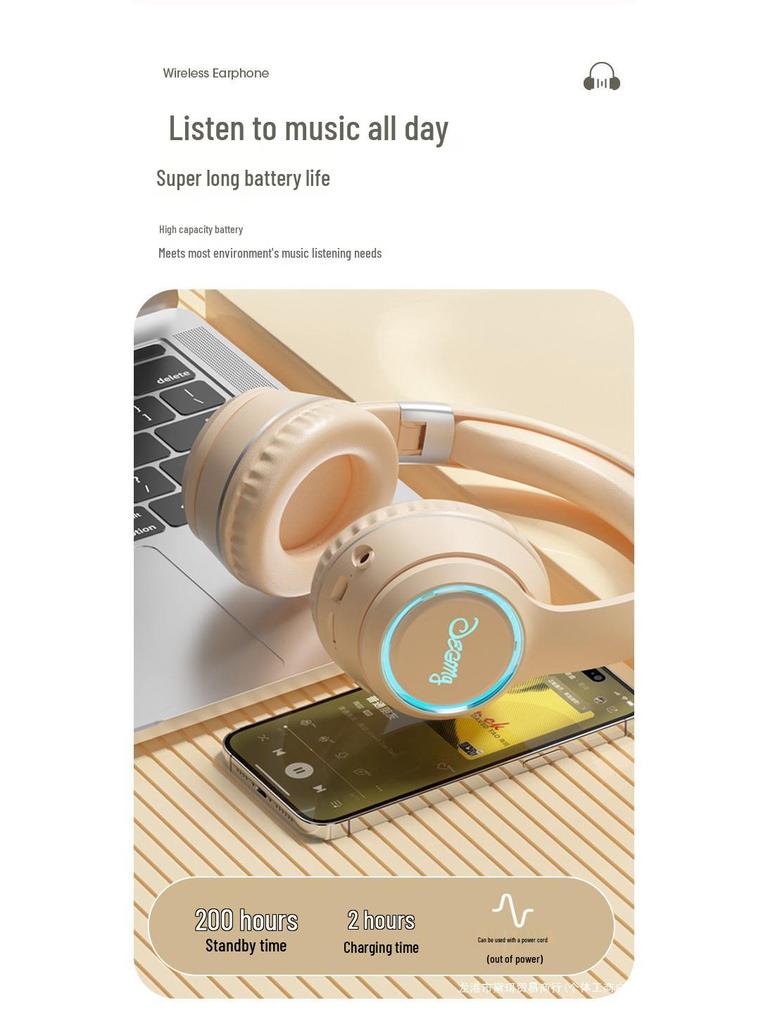 High-Value Wireless Bluetooth Over-Ear Headphones with Luminous Earcups for Gaming, Music, and Heavy Bass