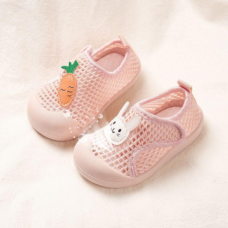 

Kids Casual Shoes Cute Rabbit Baby Walking Shoes Toes Capped Non-slip 2025 New Girls Flat Shoes Mesh Breathable Anti-kicked 15 розовый