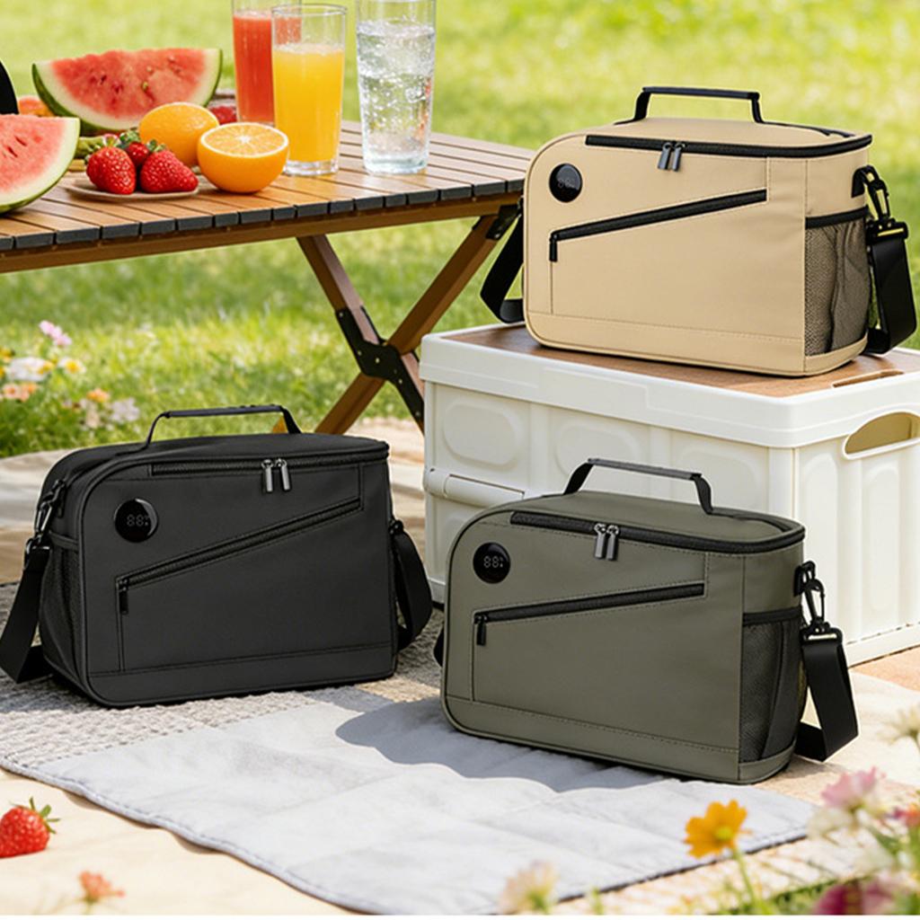 Cooler Bag with Temperature Display Large Lunch Tote with Shoulder Strap Portable Travel Cooler Bags for Women Men Work Picnic