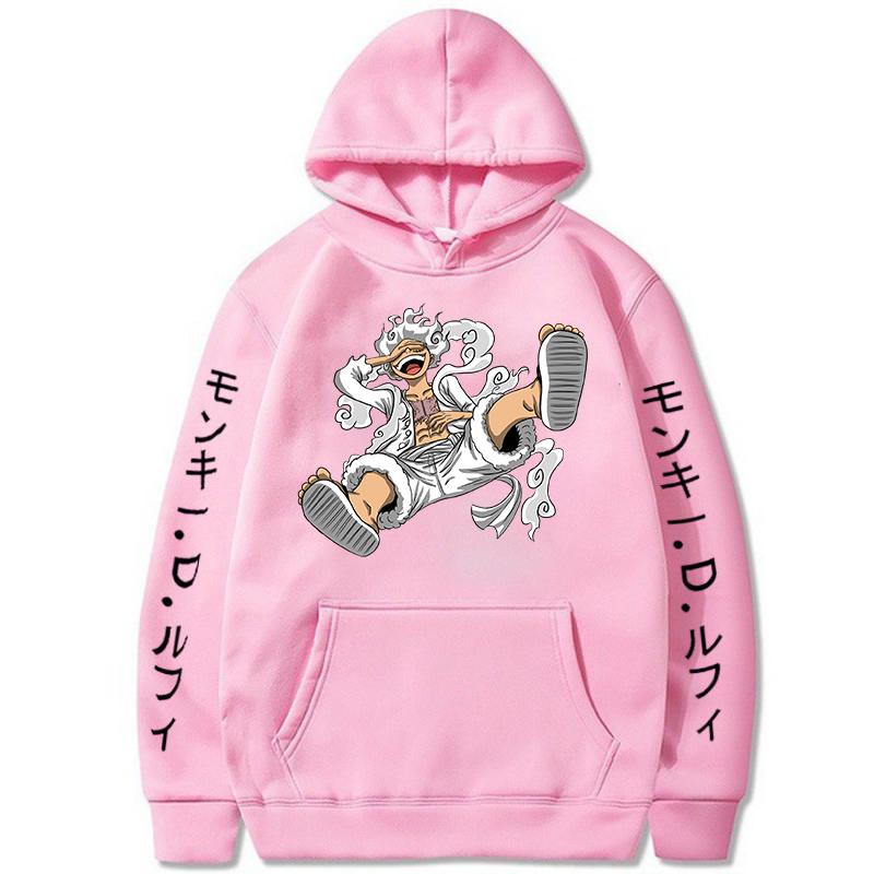 New Gear Fifth Luffy Printed Anime Hoodies Sun God Graphic 90s Pullover Casual Streetwear Unisex Autumn & Winter Oversized Fleece Clothing