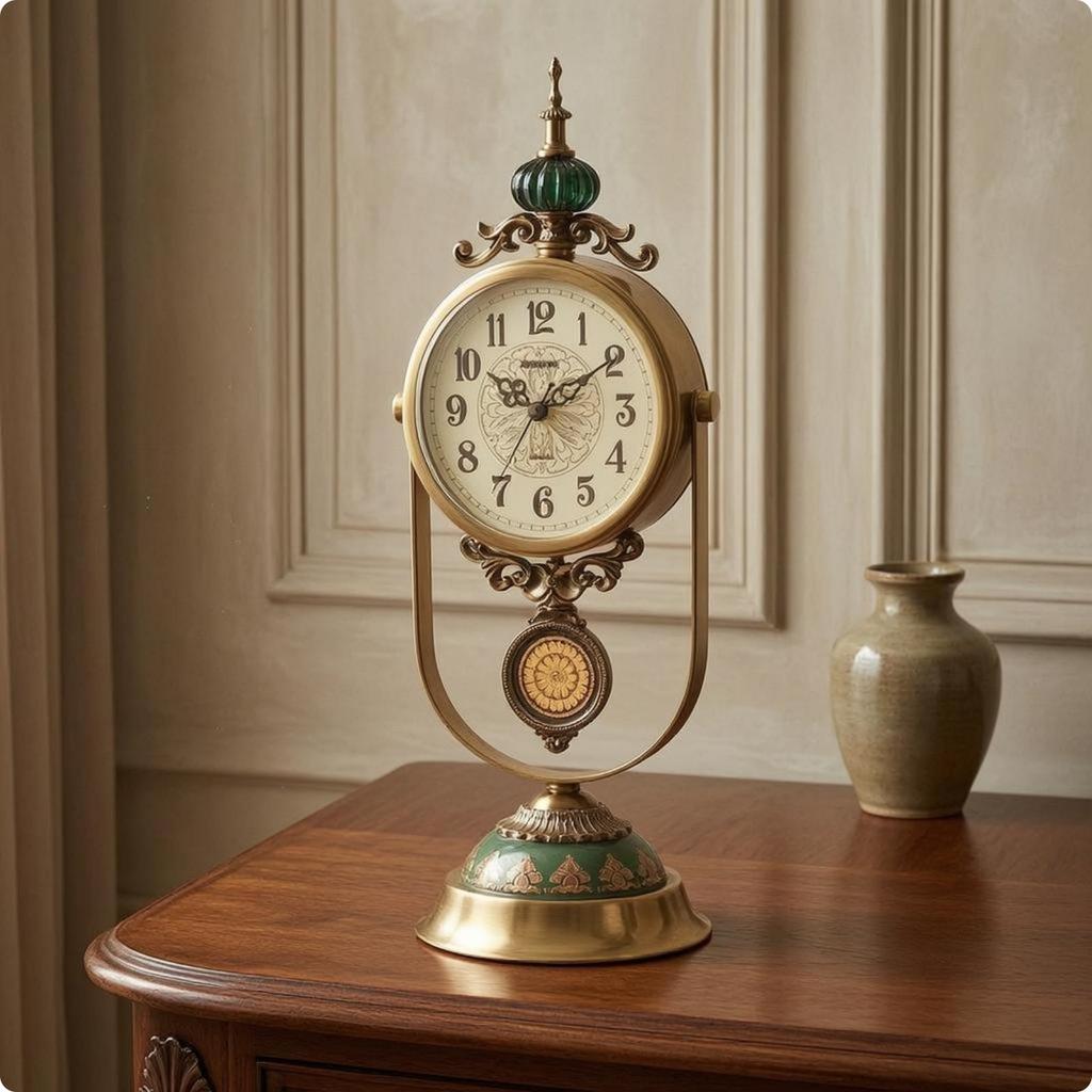 Vintage Metal Table Timepiece Gold-Tone Decorative Desk Easy to Read