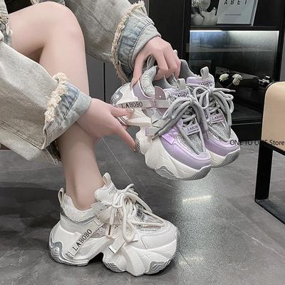 Zapatillas Deportivas para Mujer Zapatos Moda Mujer-zapatos Tenis Femenino Plataforma Diseñador Rosas Nuevos Tacones Zapatillas Suela Gruesa Med PU Algodón