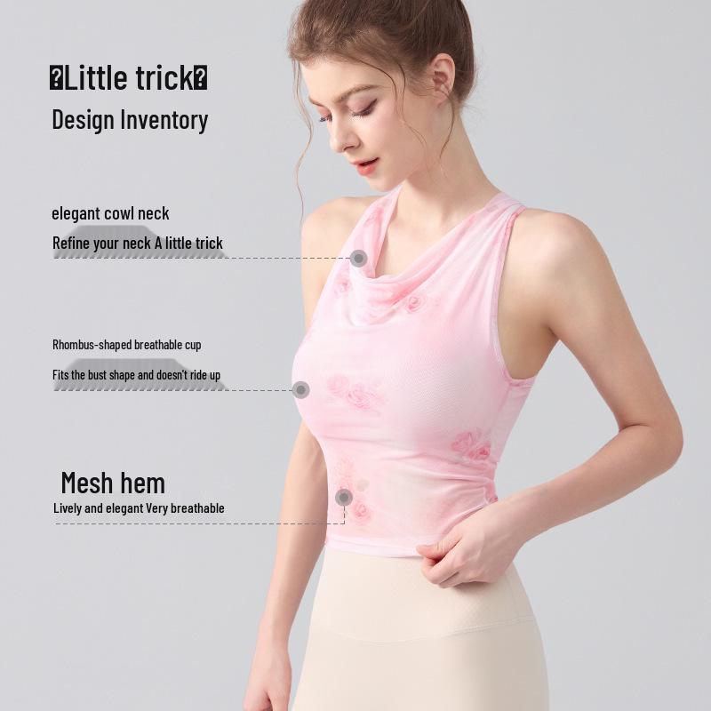 Europäische und Amerikanische Tie-Dye Sportweste: Schwingender und Neckholder-Ausschnitt mit Brustpolstern, Netzdesign, Perfekt für Yoga und Fitness