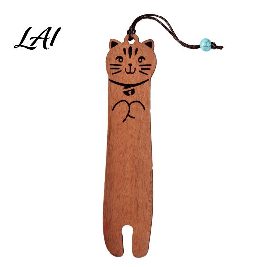 Lightweight Book Accessory Wooden Cartoon Cat Bookmarks for Lovers Natural Wood Marker Cute Artistic Bookmark Kitten Art Craft Bookmark Vintage A