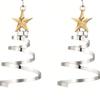 Moonfan 1 Pair Christmas Creative Multi-Layer Spring Five-Pointed Star Earrings, Fashionable Christmas Tree Stud Earrings