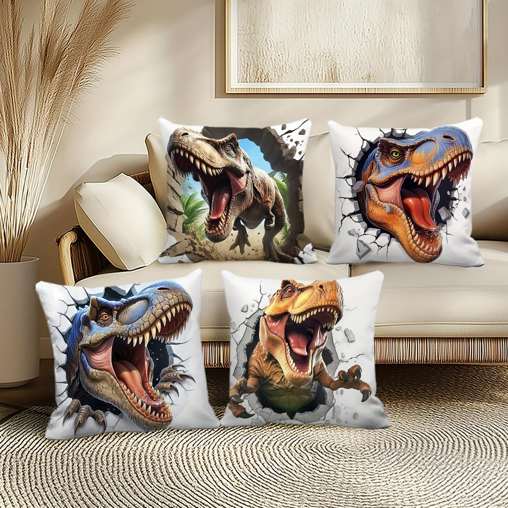1/4pcs Dinosaur-Printed Pillowcases for Vivid Bedroom Decor Sofa cushion cover home bedroom room decoration