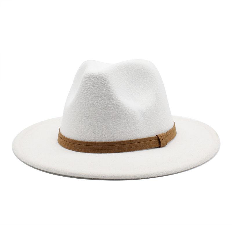 Men'S And Women'S Top Hat Flat Edge Straight Edge Suede With Accessories Woolen Jazz Hat