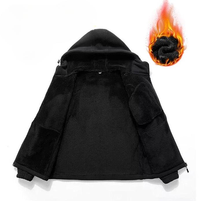 Polar Fleece Plus Velvet Thickened Men's Hooded Autumn and Winter Fashion Warmth Trend Fashion Dad Jacket