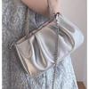 Folded Cloud Bag Women's 2023 New Trendy Fashion Silver Portable Small Square Bag Versatile Ins Chain Messenger Bag