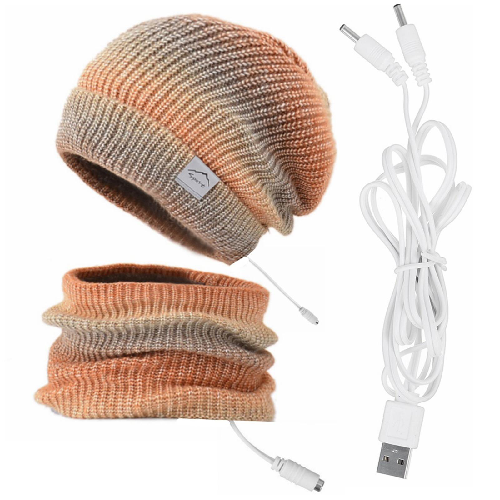 Usb Heated Hat Scarf Set Electric Warm Heated Hat Usb Heated Hat Scarf Heat Skull Beanie Heat Neck Wrap оранжевый