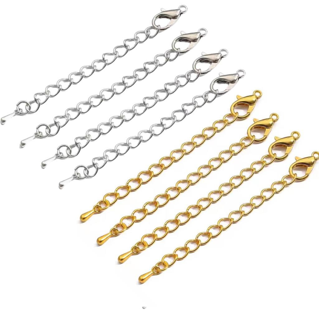 30SET Tail Chain Handmade Extension Chain with Lobster Clasp and Droplets Tone Extended Connector For DIY Jewelry Making