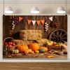 Autumn Scenery Large Banner Yellow Maple Leaves Pumpkin Photography Backdrop Fall Harvest Thanksgiving Party Decor Background