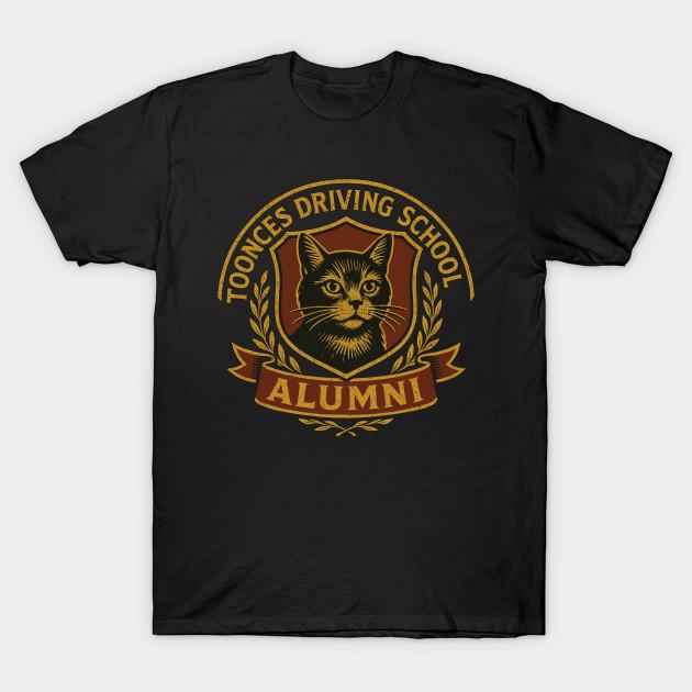 

Men Black Print T-shirt Toonces Driving School Alumni No-Cut Transfer Paper Print Cotton Tshirt XL чорний