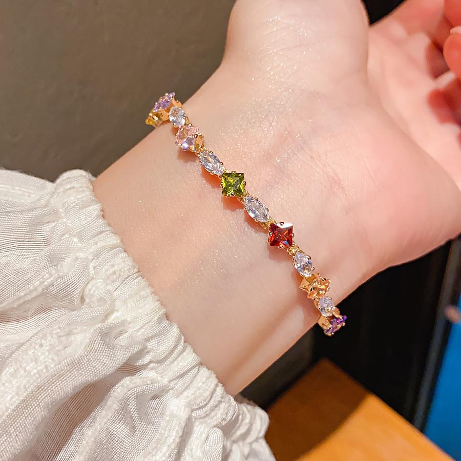 Геометрический браслет с цирконами и бриллиантами в форме капли воды для женщин Стильный роскошный ювелирный подарок золотой