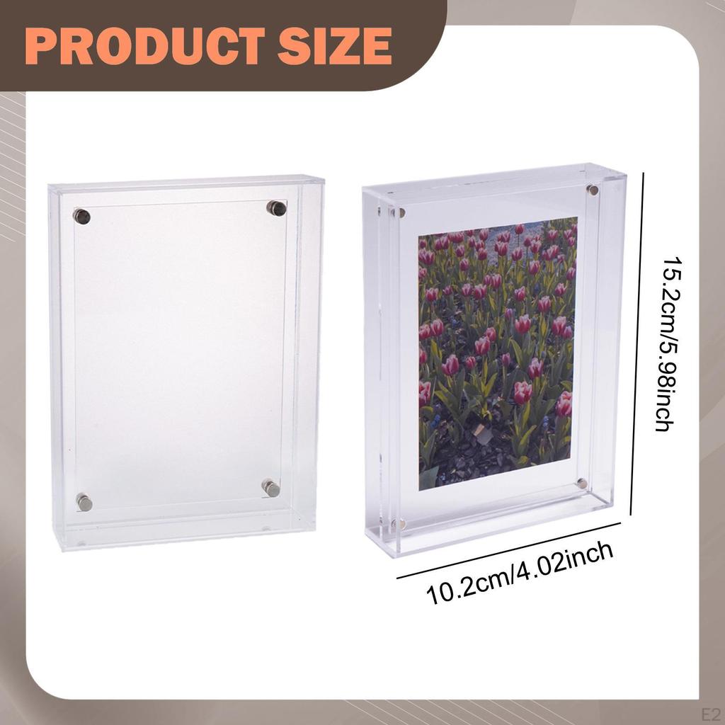 4x6 Inches Acrylic Picture Frame, Clear Minimalist Standing Double Sided Rectangle Home Decor Photo