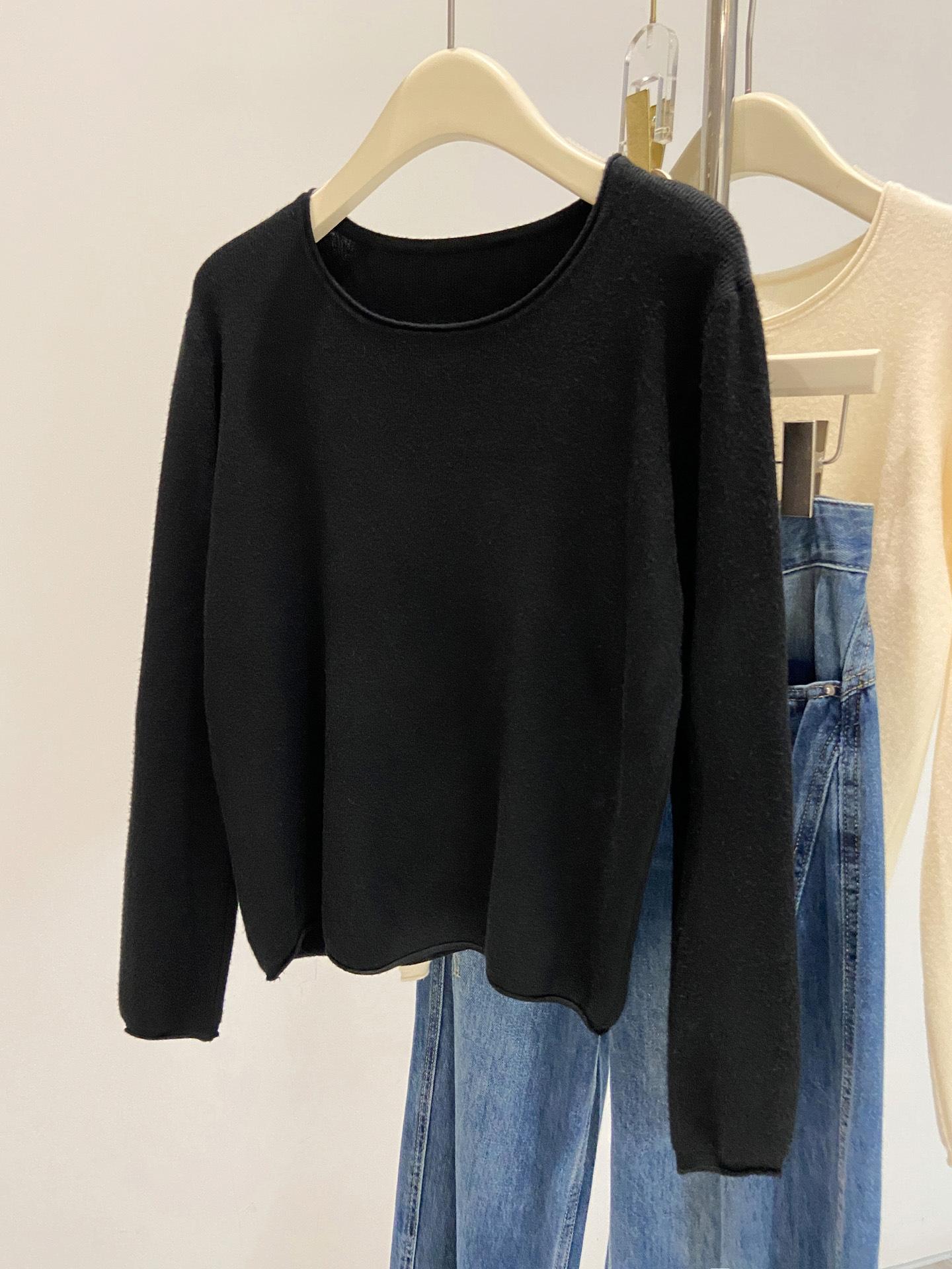 

Soft waxy and relaxed knitted sweater women s autumn and winter casual versatile top crew neck inner bottoming shirt XL чёрный