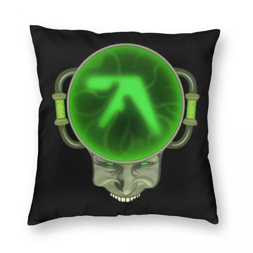 Aphex Twin Vintage Pillowcase Double-Sided Printing Cushion Cover Decoration Y2K Pillow Case Cover Living Room Square 18''