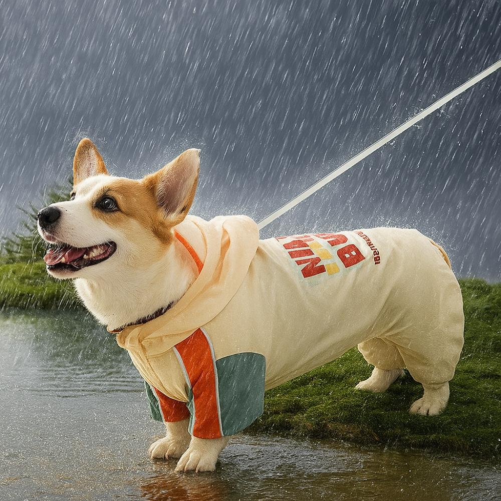 Full-Body Coverage Corgi Raincoat Waterproof Pet Rain Jacket Dog Hooded Raincoat  All Seasons