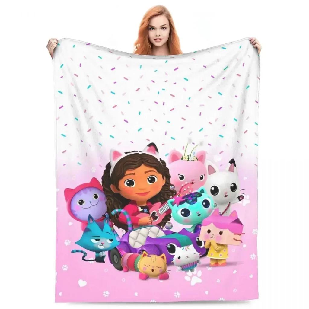Cute G-Gabbys Girl Dollhouse Blankets Fleece Spring/Autumn Magic House Breathable Soft Throw Blanket for Bed Couch Rug Piece