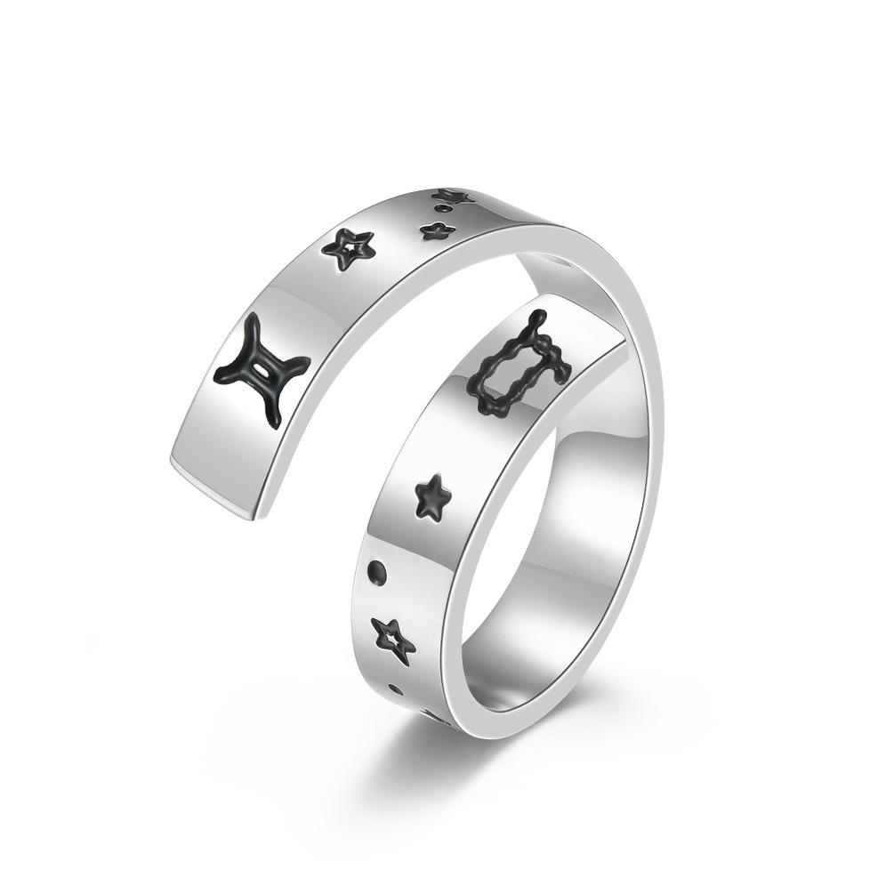 Neutral Cold Wind Twelve Constellations Adjustable Opening Titanium Steel Ring Stainless Steel Ring