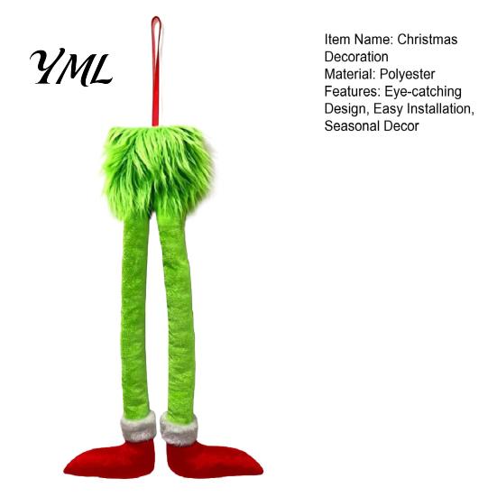 Red Green Holiday Decor Funny Elf Legs Car Hanging Ornament, Christmas Tree with Soft Seasonal Interior Embellishments Plush, Pendant for Rearview