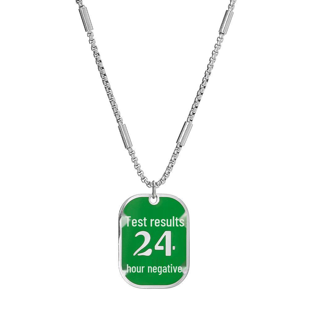 

Подвеска с тестом на отрицательный результат, ожерелье из титановой стали - Памятный аксессуар против эпидемии