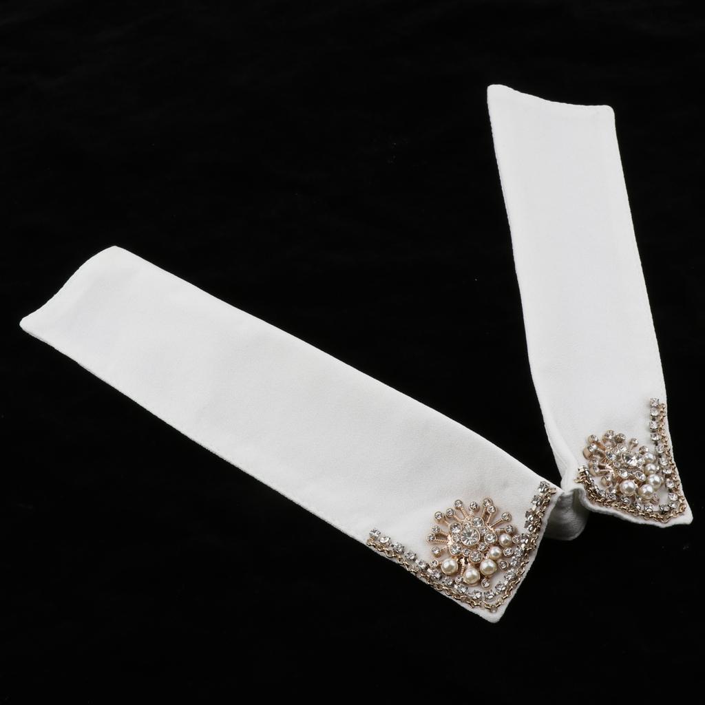 Colletto Chiffon Rimovibile con Decorazioni di Strass Mezzo Colletto per Uniformi e Spilla Decorazione per Abiti