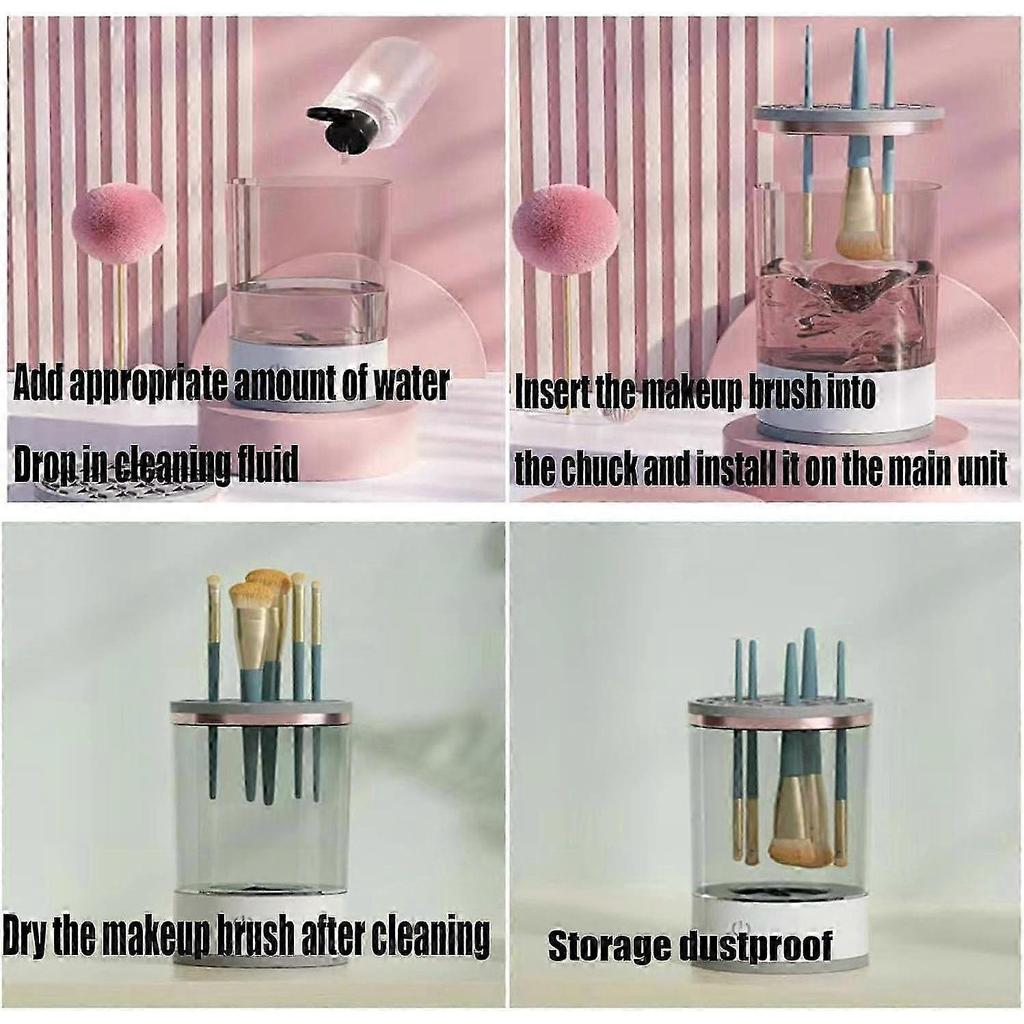 Electric Makeup Brush Cleaner, Cosmetic Brush Automatic Spinner Cleaning Tools with Drying Rack for All Size Makeup Brush