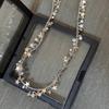 Fashionable Alloy Necklace Pentastar Charm Clavicle Chains Versatile Star Bead Choker Accessory Jewelry for Women