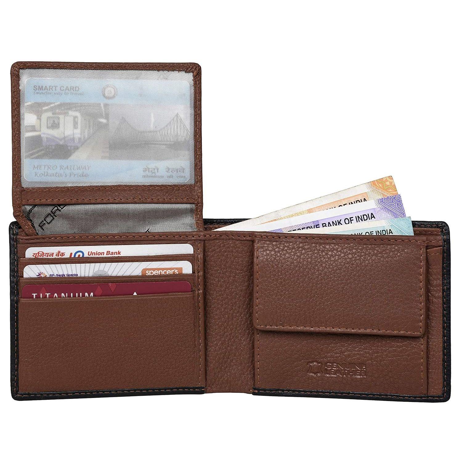 Мужской кошелек Kyle из черной/красной кожи - упакован в премиальную деревянную коробку — фото 6