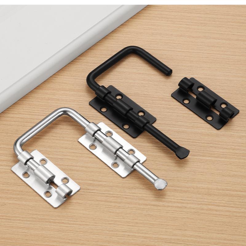 1 Set Silver/Black Non Perforated 90/180 Degree Gate Latch Stainless Steel Door Latch Lock Safety Thickened Door Buckle Fences